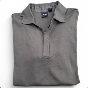 BOSS Brown Soft Polo Shirt with A Zipper at the Collar Slim Fit Size M